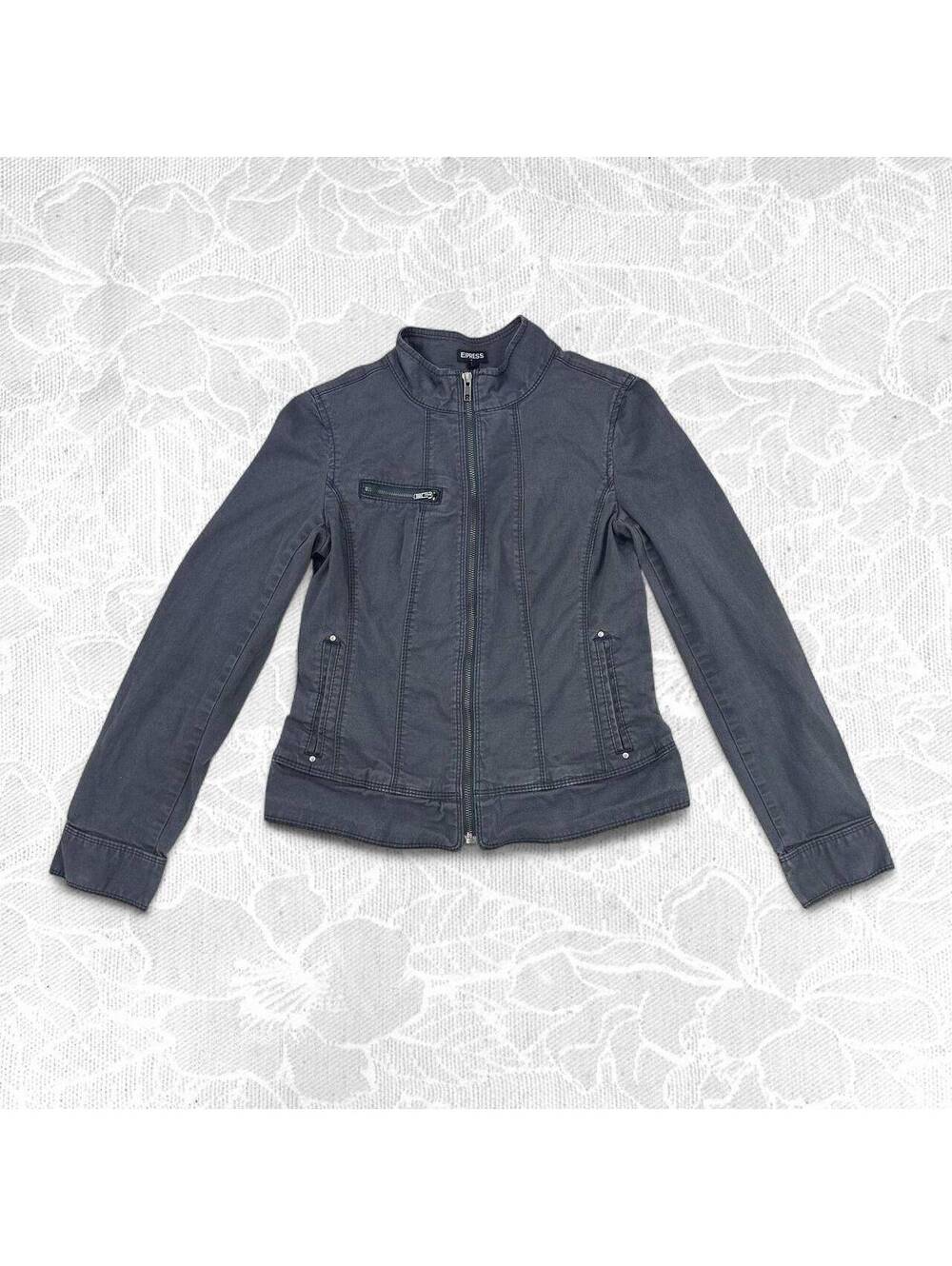 Express Charcol Gray Women's Zip-Up Moto Jacket - Size 6